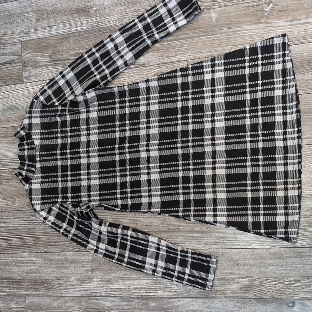 Brit & Bri Plaid Black and White Mockneck Dress XS